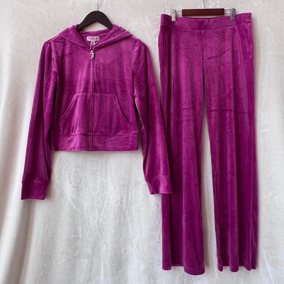 NEW Size Medium Juicy Couture Velour Jacket & OG Big Bling Flare Track Pants Set - Picture 4 of 8